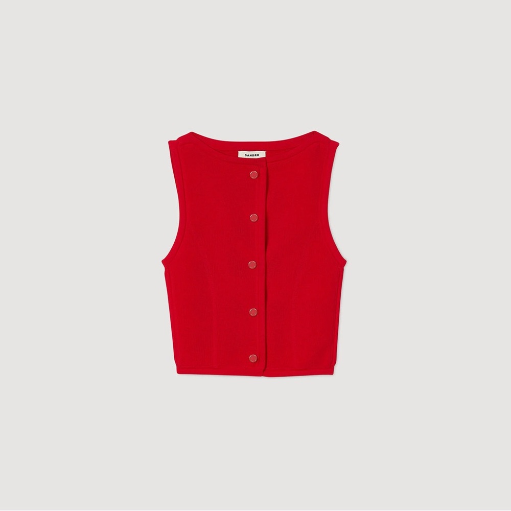 Sandro Red Button-Up Vest NWT size M